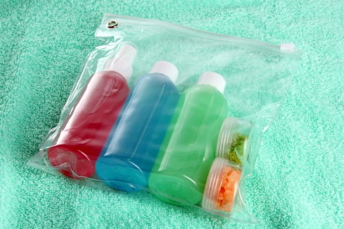 Skin care products in a ziploc bag